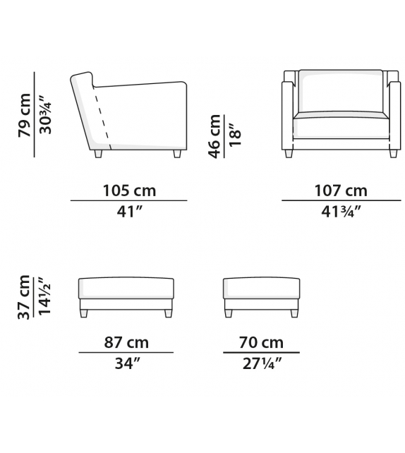 Bergére Longe Baxter Armchair