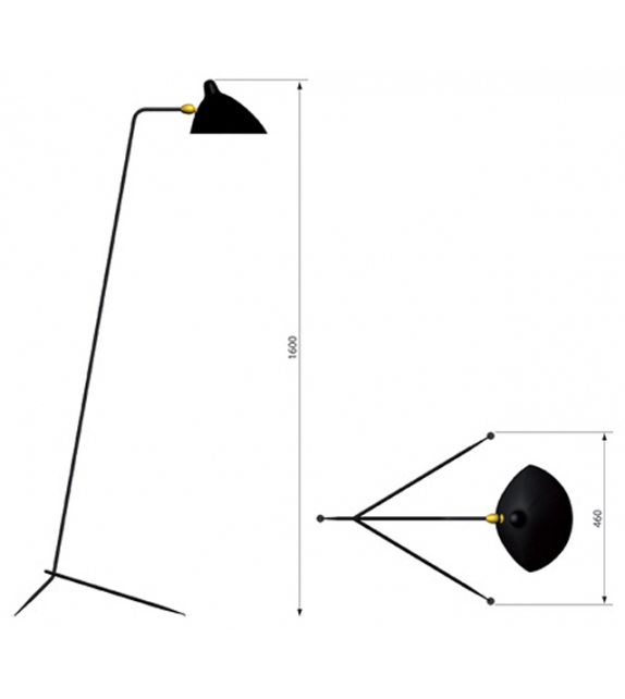 Lampadaire droit Serge Mouille Lampadaire