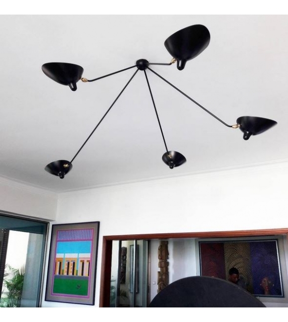 Ceiling Lamp "Spider" 5 Still Arms Serge Mouille