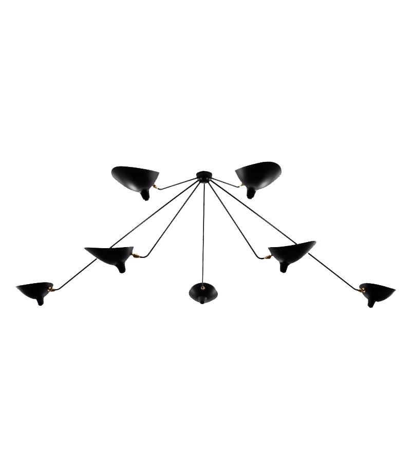 Ceiling Lamp "Spider" 7 Still Arms Serge Mouille