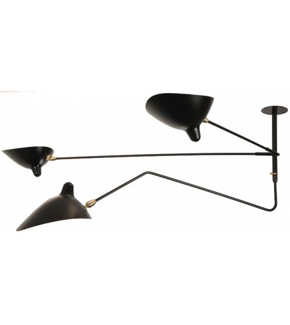 Ceiling Lamp 2 Still Arm & 1 Curved Rotating Serge Mouille