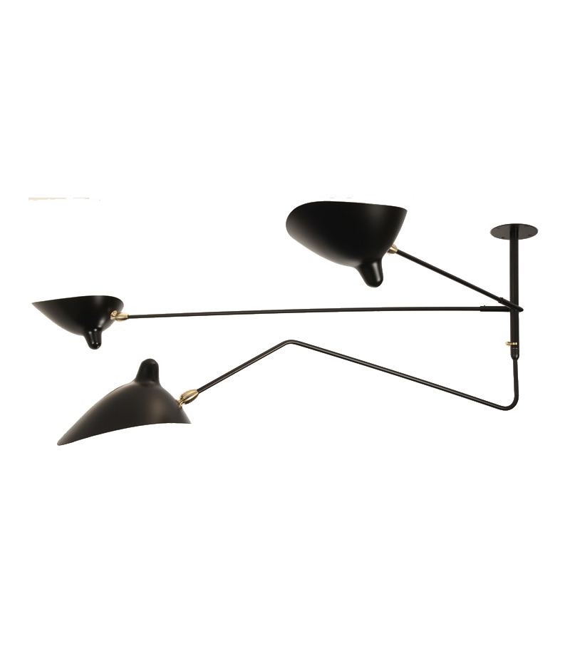 Ceiling Lamp 2 Still Arm & 1 Curved Rotating Serge Mouille
