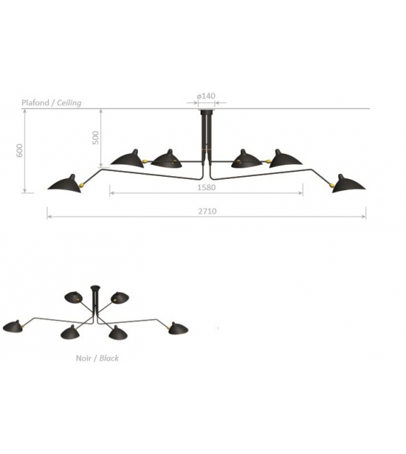 P6B Serge Mouille Lampada da Soffitto