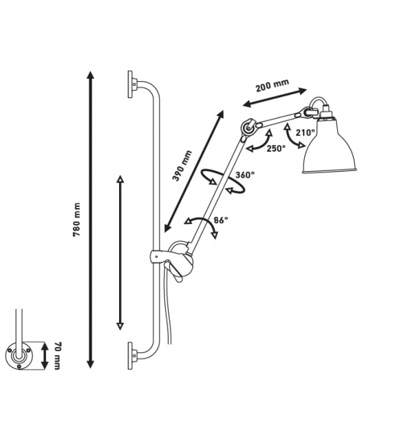 N°210 DCW Éditions-Lampe Gras Lámpara de Pared