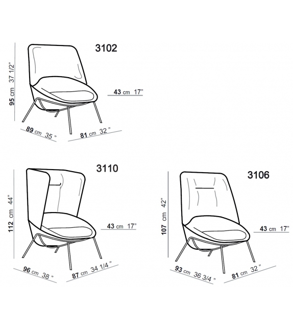 Ladle Arflex Armchair with Metal Base