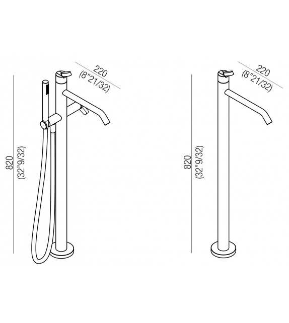 Square Agape Robinet Baignoire au Sol