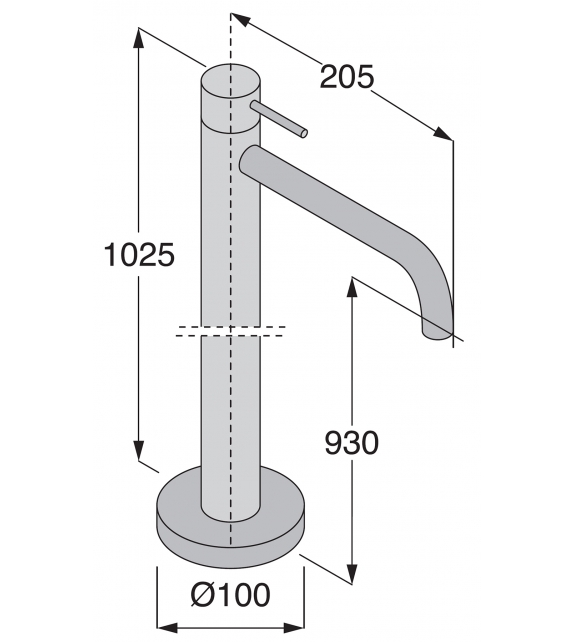 Uni Boffi Mezclador Monomando de Pie para Lavabo