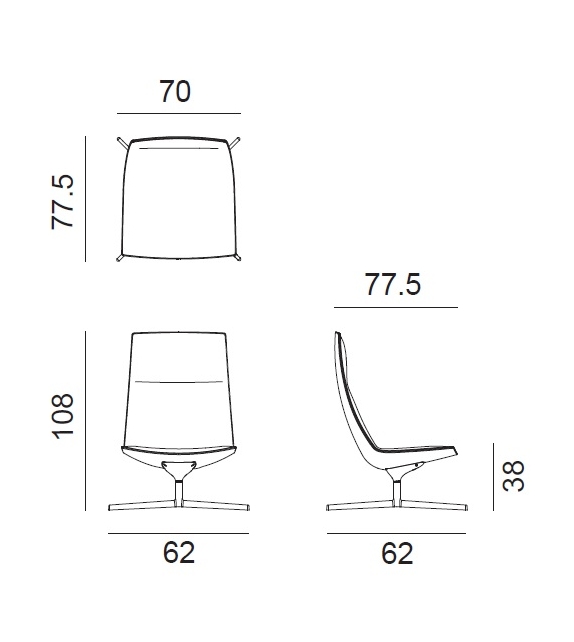 Catifa 70 Arper Lounge Armchair With 4 - Way Base