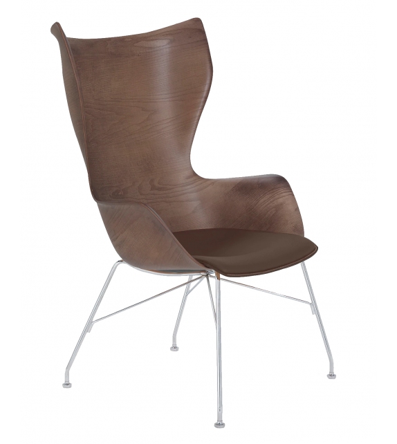 K/Wood covered in leather Kartell Armchair