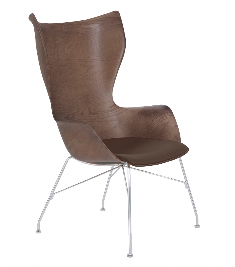 K/Wood siège recouvert de cuir Kartell Fauteuil