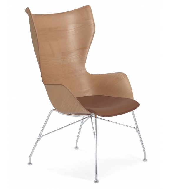 K/Wood siège recouvert de cuir Kartell Fauteuil