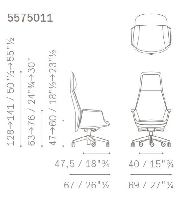 Downtown President Chaise Pivotant Poltrona Frau