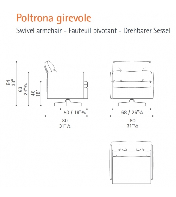 Poltrona di design girevole Iris