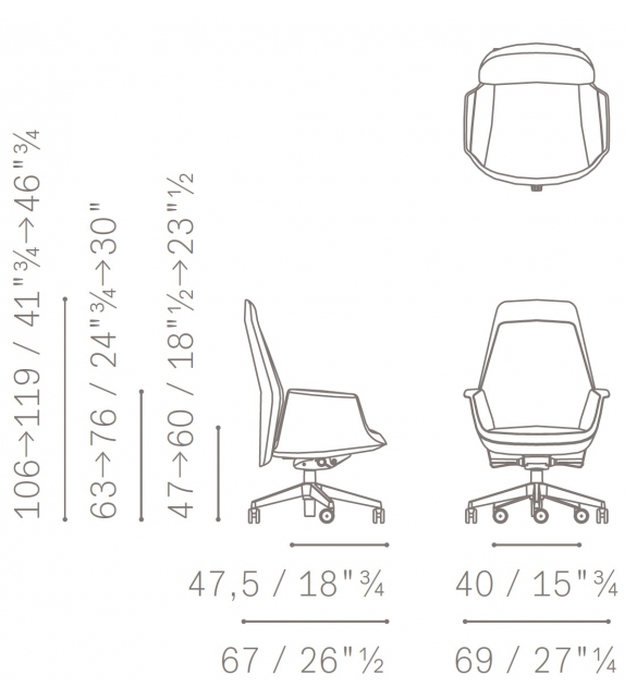 Downtown Executive Chaise Pivotant Poltrona Frau