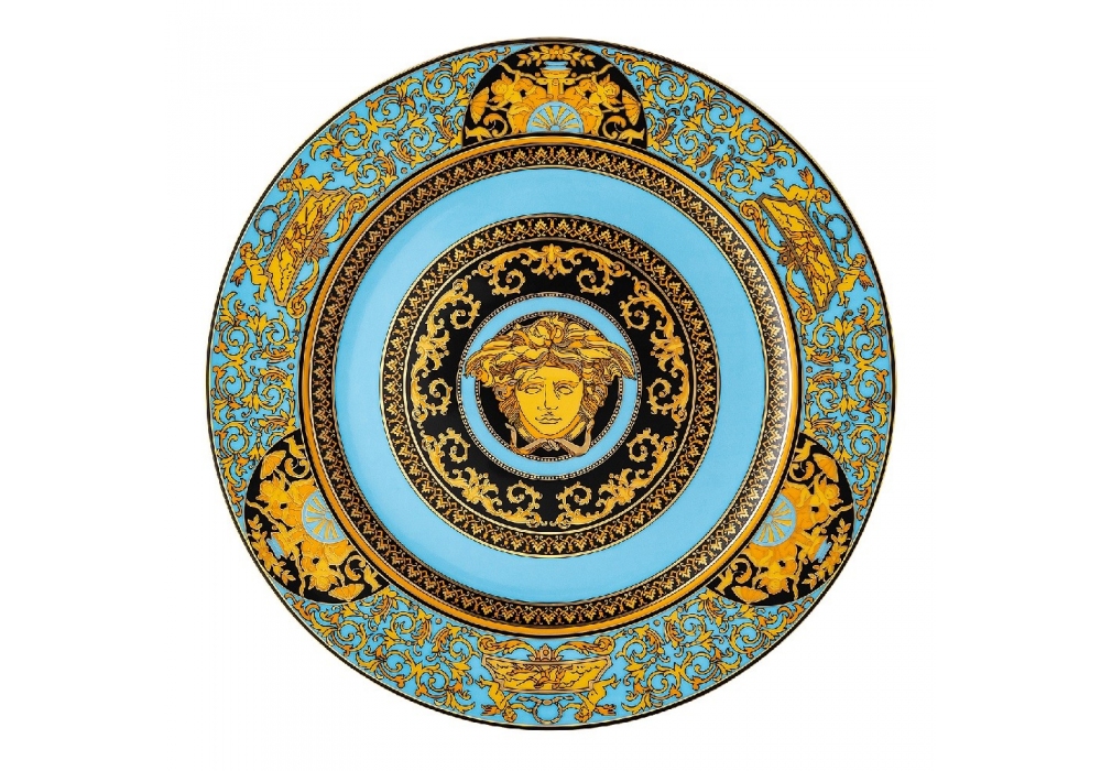 Rosenthal Versace Medusa Azul placa de placeholder de porcelana moderna