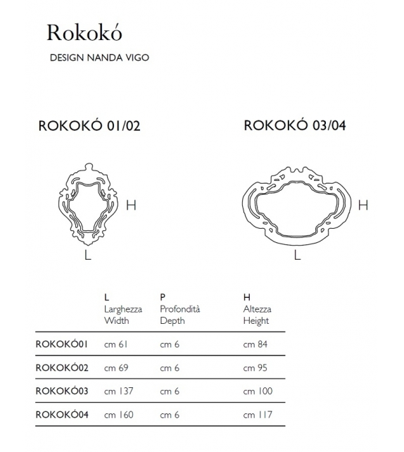 Rokokó Glas Italia Espejo