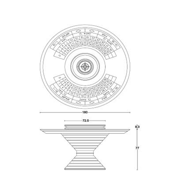 Round Table 160 Vismara Tavolo da Roulette