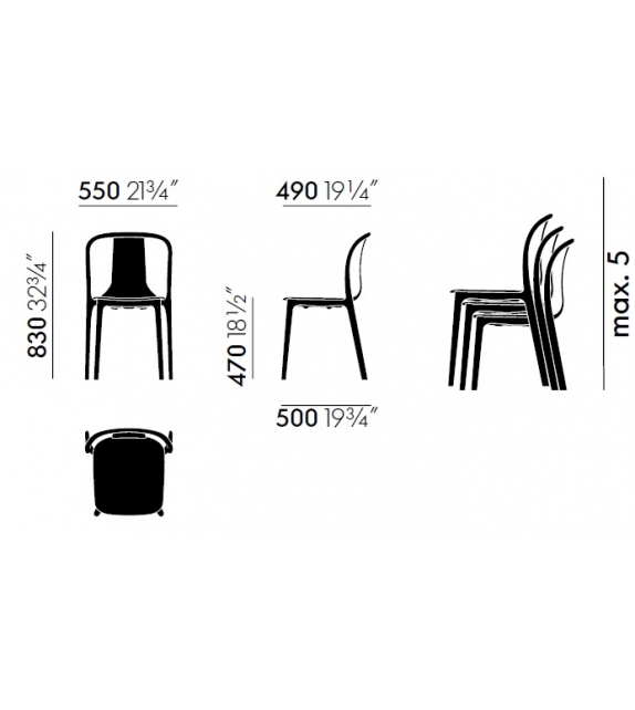 Belleville Chair Wood Sedia Vitra