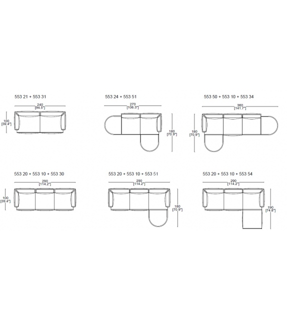 Cassina 553 Bowy-Sofa