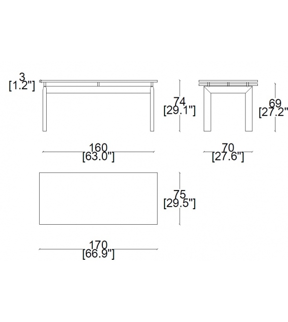 6 Table Tube D’Avion Cassina Table avec Plateau en Bois