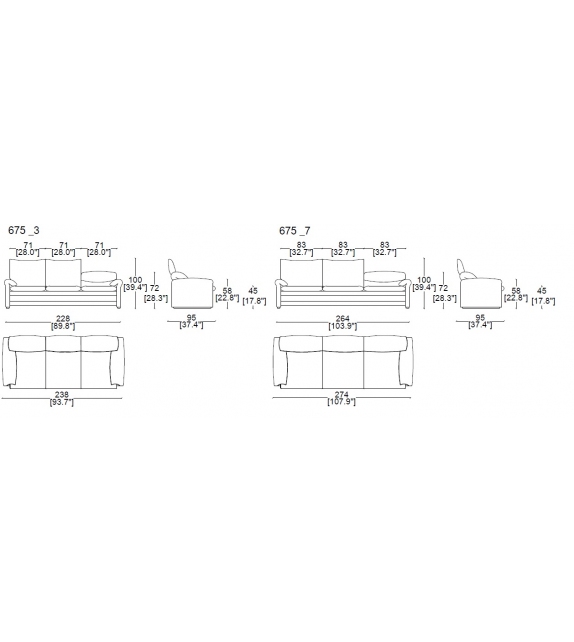 675 Maralunga 40 Sofà 3 Plazas Cassina