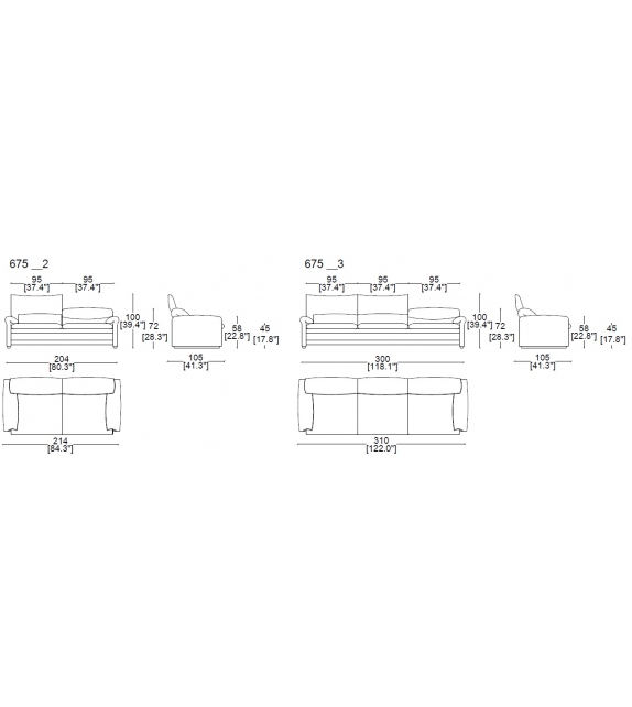 Sofà 675 Maralunga 40 Maxi Cassina
