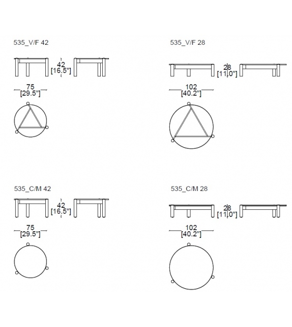 535 Table a Plateau Interchangeable Cassina