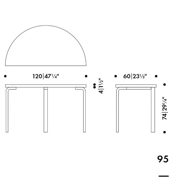 Aalto Artek Halbrunder Tisch