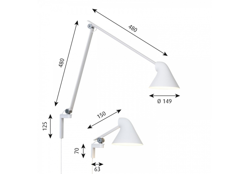 Louis Poulsen NJP Braccio Lungo lampada da parete