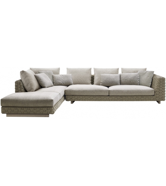 Ray Outdoor Natural B&B Italia Outdoor Modular Sofa with Wooden Base