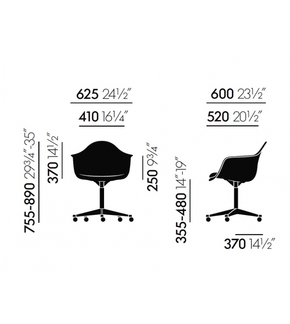 Eames Plastic Armchair PACC Chaise Pivotant Avec Rembourrage Vitra
