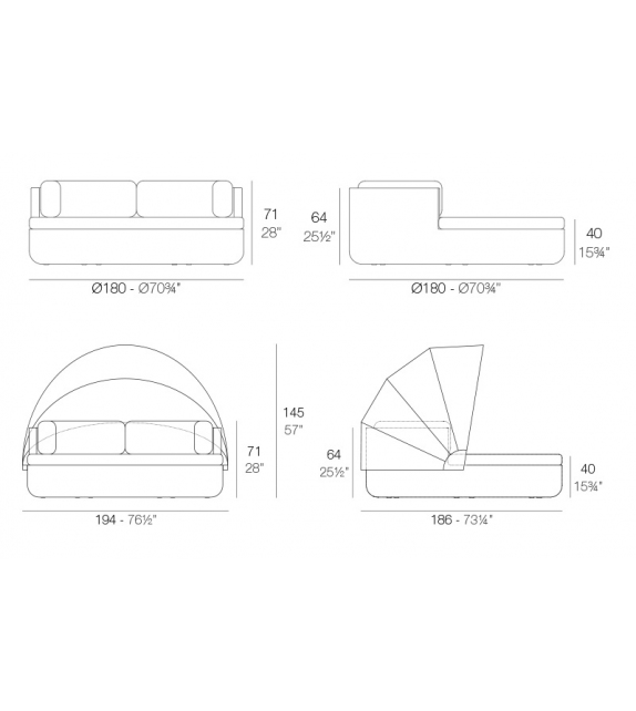 Ulm Vondom Daybed with fixed backrest