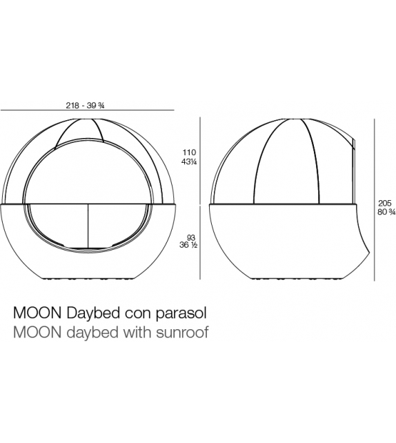 Moon Vondom Daybed Avec Pare-Soleil en Tissu