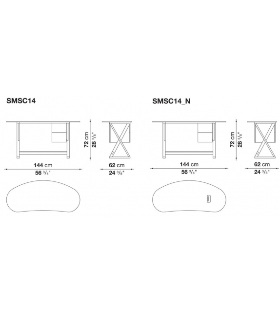 Sidus Writing Desk With Curved Top Maxalto