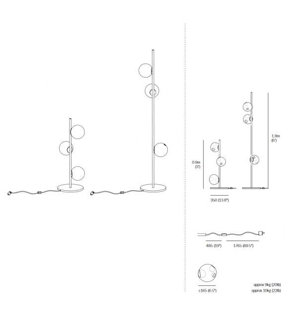 28 Stem Bocci Lampadaire