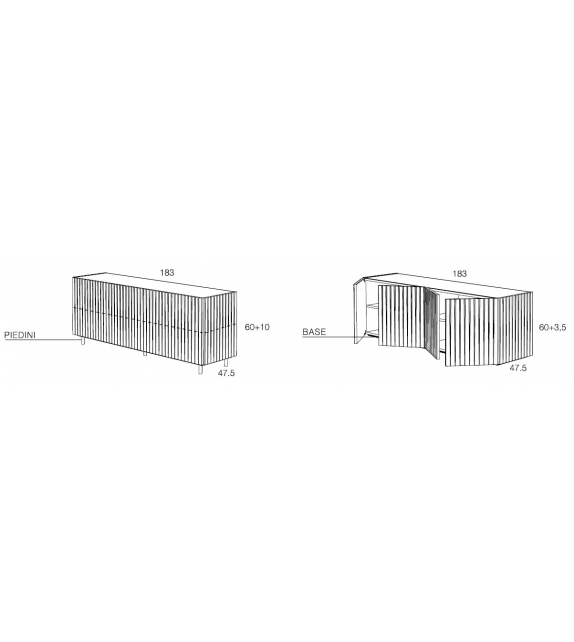 Dorotea Essenza Bassa Minotti Italia Aparador / Contenedor / Mueble de Televisión