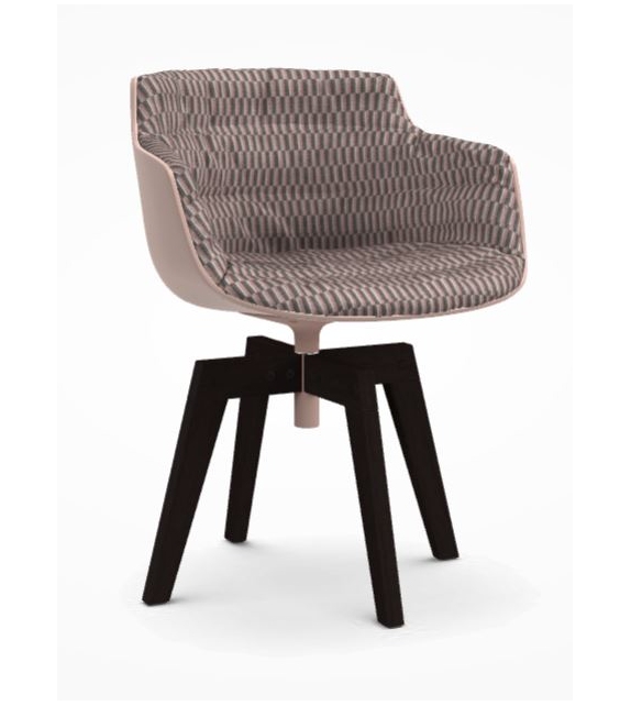 Flow Slim Padded Armchair With 4-Legged Oak MDF Italia