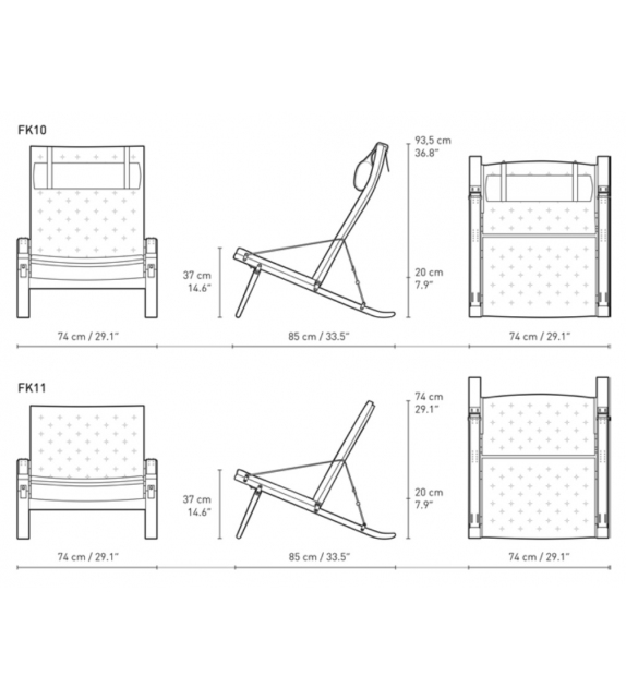 FK10 Plico Chair Carl Hansen & Søn Poltrona Pieghevole