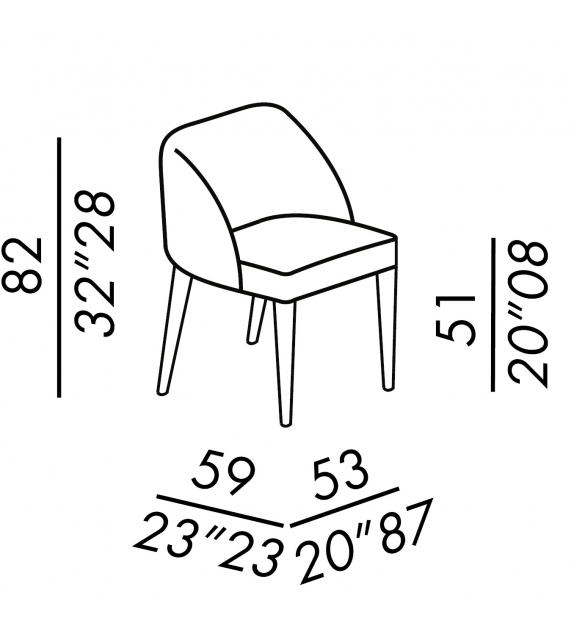 Odette Uno Meridiani Silla con Patas Recubiertas