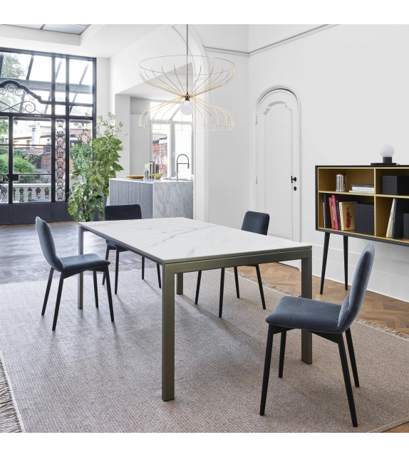 Allungami Ligne Roset Extendable Table with Top in Ceramic Stoneware