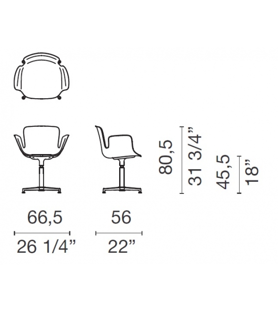 Juli Plastic Cappellini Armstuhl mit 5 -Sterne-Basis