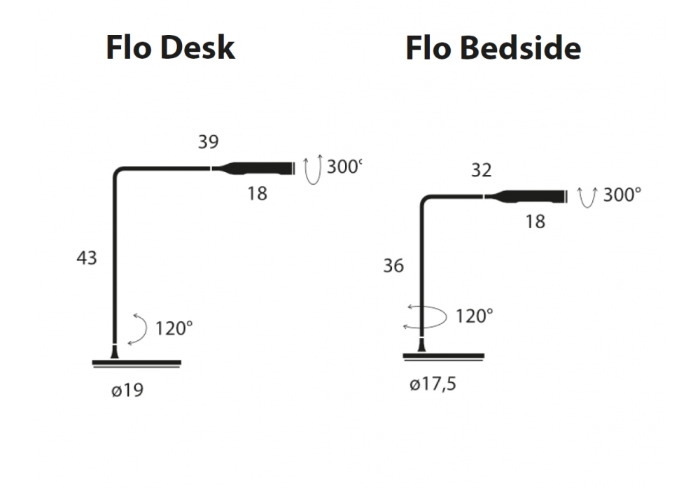 Lumina FLO Bedside Lampada da Comodino a LED Dimmerabile Orientabile