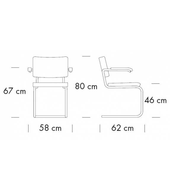 S 64 PV Thonet Chaise avec Accoudoirs