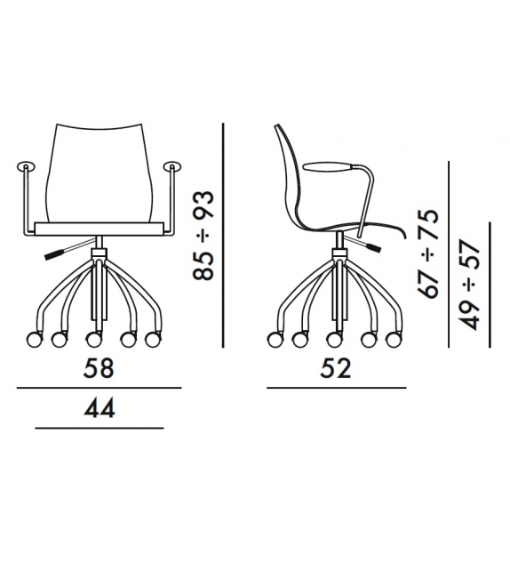 Maui Soft Kartell Chair with Wheels