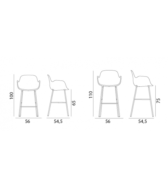 Form Bar Normann Copenhagen Sgabello con Braccioli Imbottito