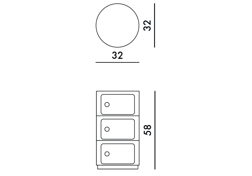 Kartell Contenedor Componibili Bio con 3 cajones