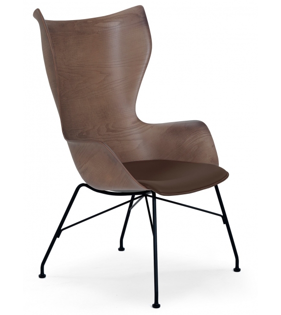 K/Wood siège recouvert de cuir Kartell Fauteuil