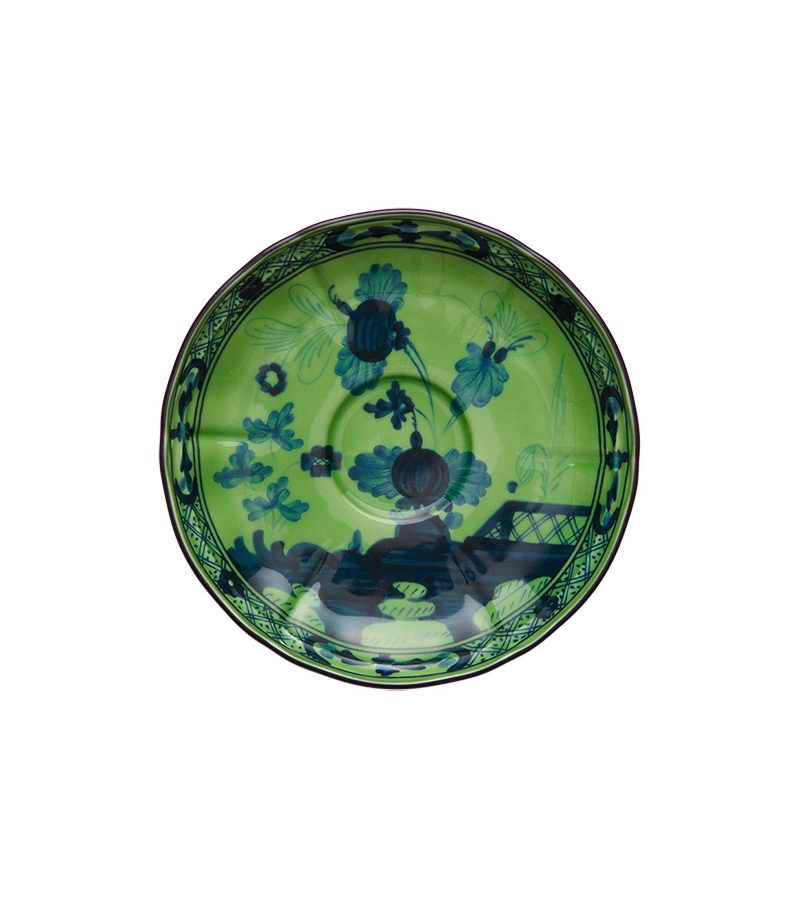 Piatto Tè Oriente Italiano Malachite Ginori 1735 Saucer