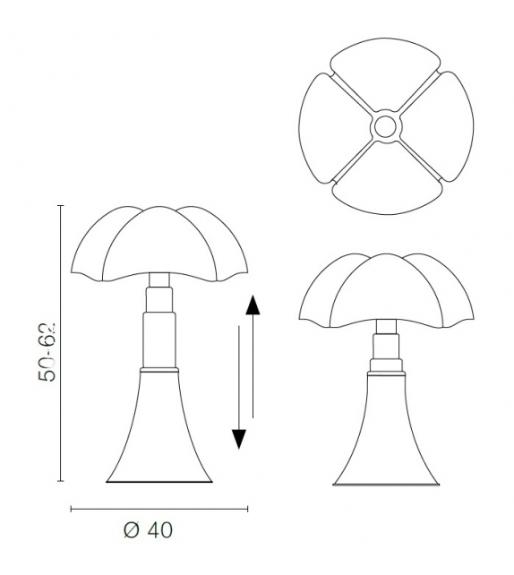 Prêt pour l'expédition - Pipistrello Medio Martinelli Luce Lampe de Table