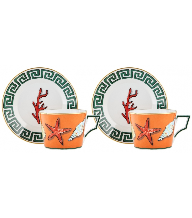 Set di 2 Tazze Tè con Piattino Il Viaggio di Nettuno Ginori 1735 Taza de Té